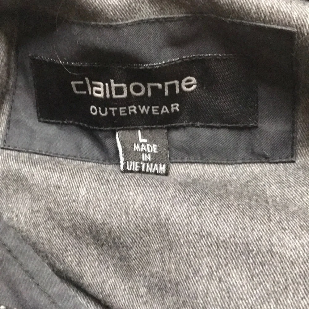 Claiborne jacket coat sz L euc black classic career gray lining - Picture 4 of 8